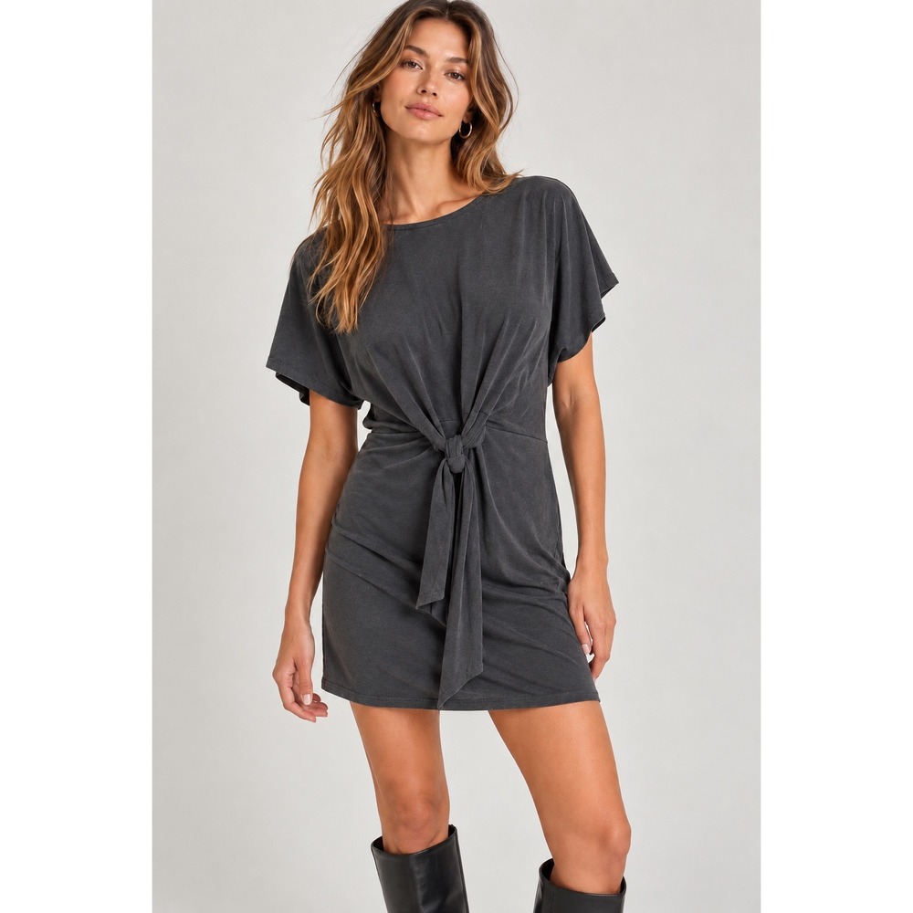 Forever 21 Contemporary Charcoal Gray Mini Dress XS Minimalist Indie Sleaze